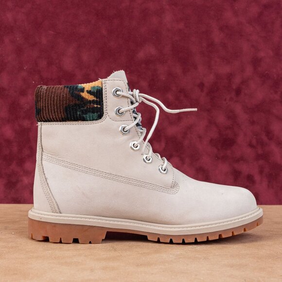 Timberland Women 6-inch Premium Waterproof Light Taupe Nubuck Boots size 7 - Picture 8 of 8